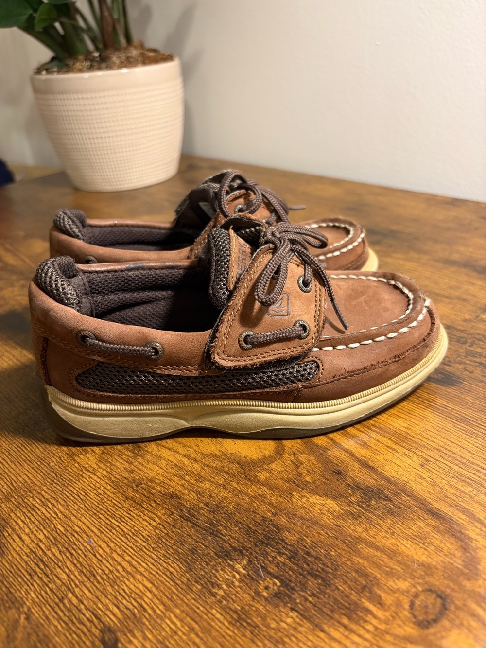 Sperry Kids' Lanyard Boat Shoes - Brown Leather - 11.5